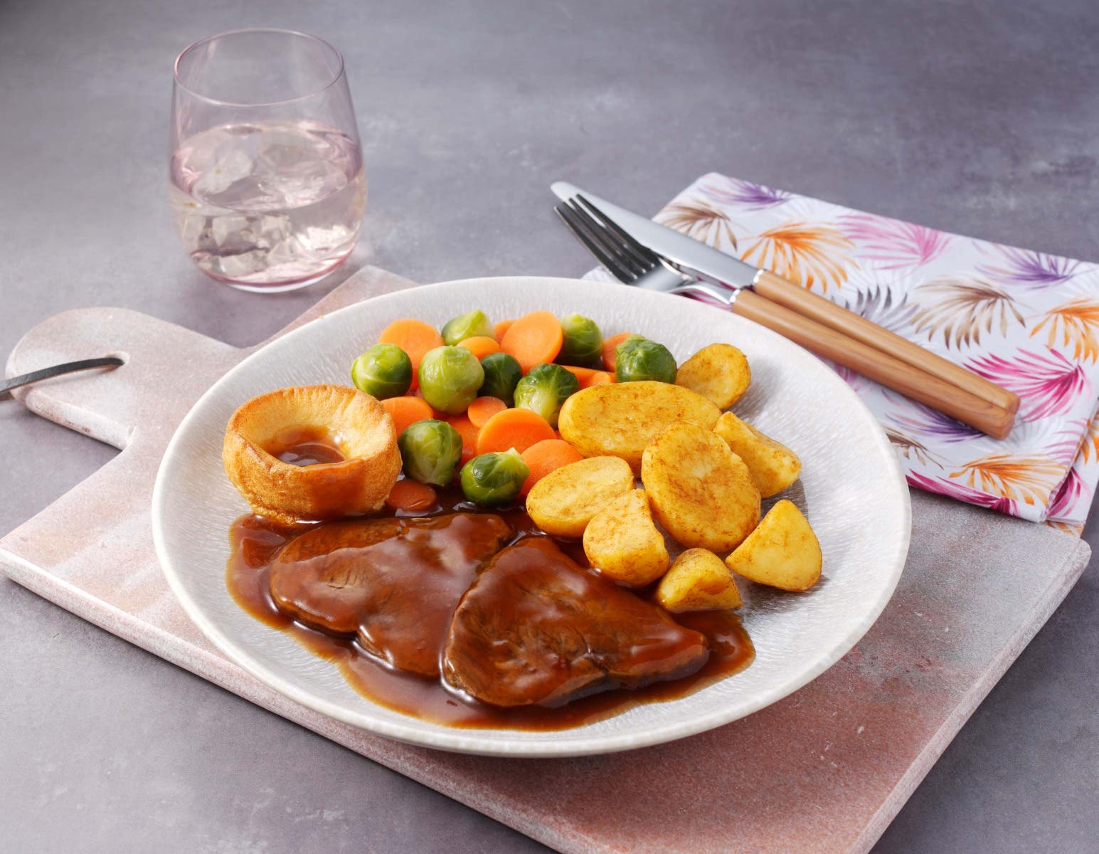 Close-up roast beef dinner